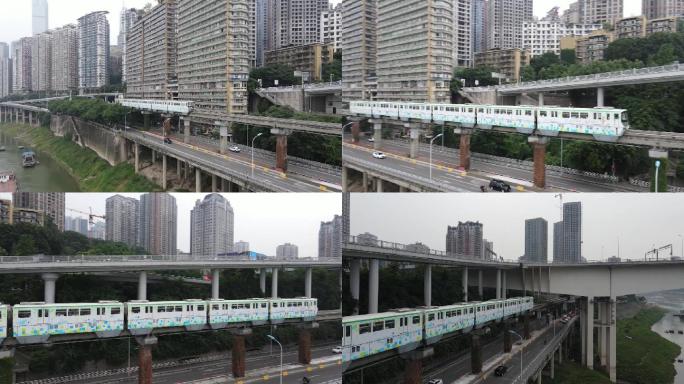 重庆航拍地铁画面