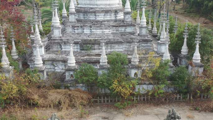 4K原素材-航拍荒凉废弃的建筑场景