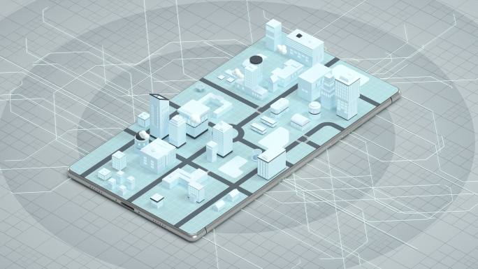 手机上的3D城市模型3D渲染
