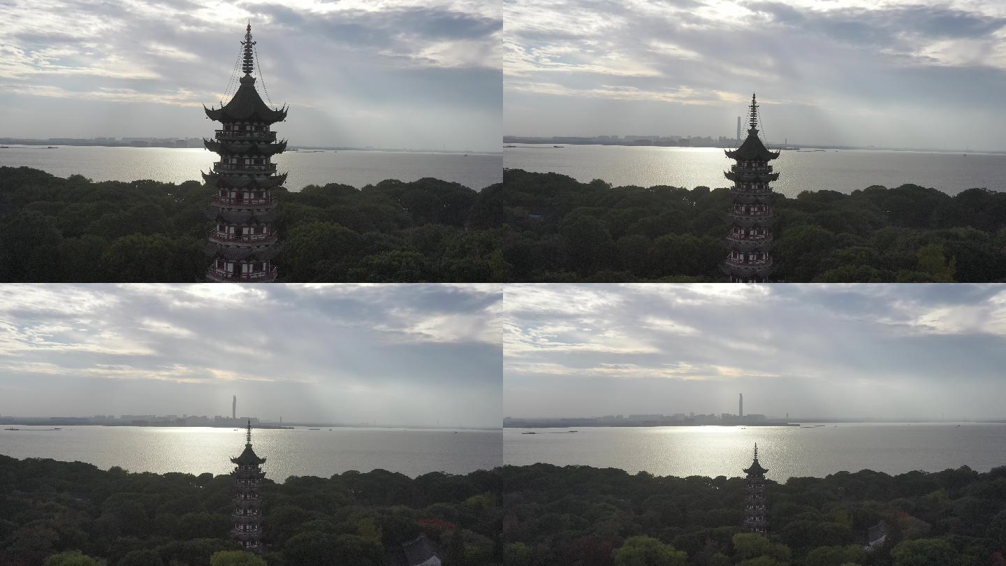 4K原素材-航拍上海淀山湖畔景色
