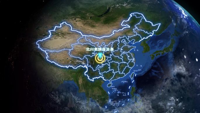 北川羌族自治县地球定位俯冲地图