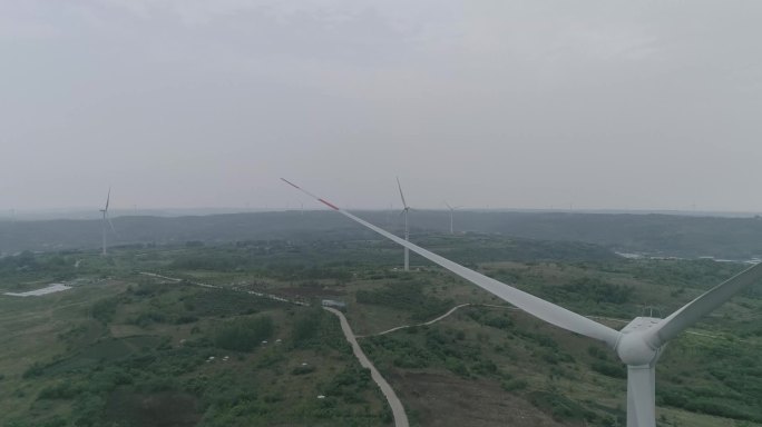 航拍安徽滁州风力发电站