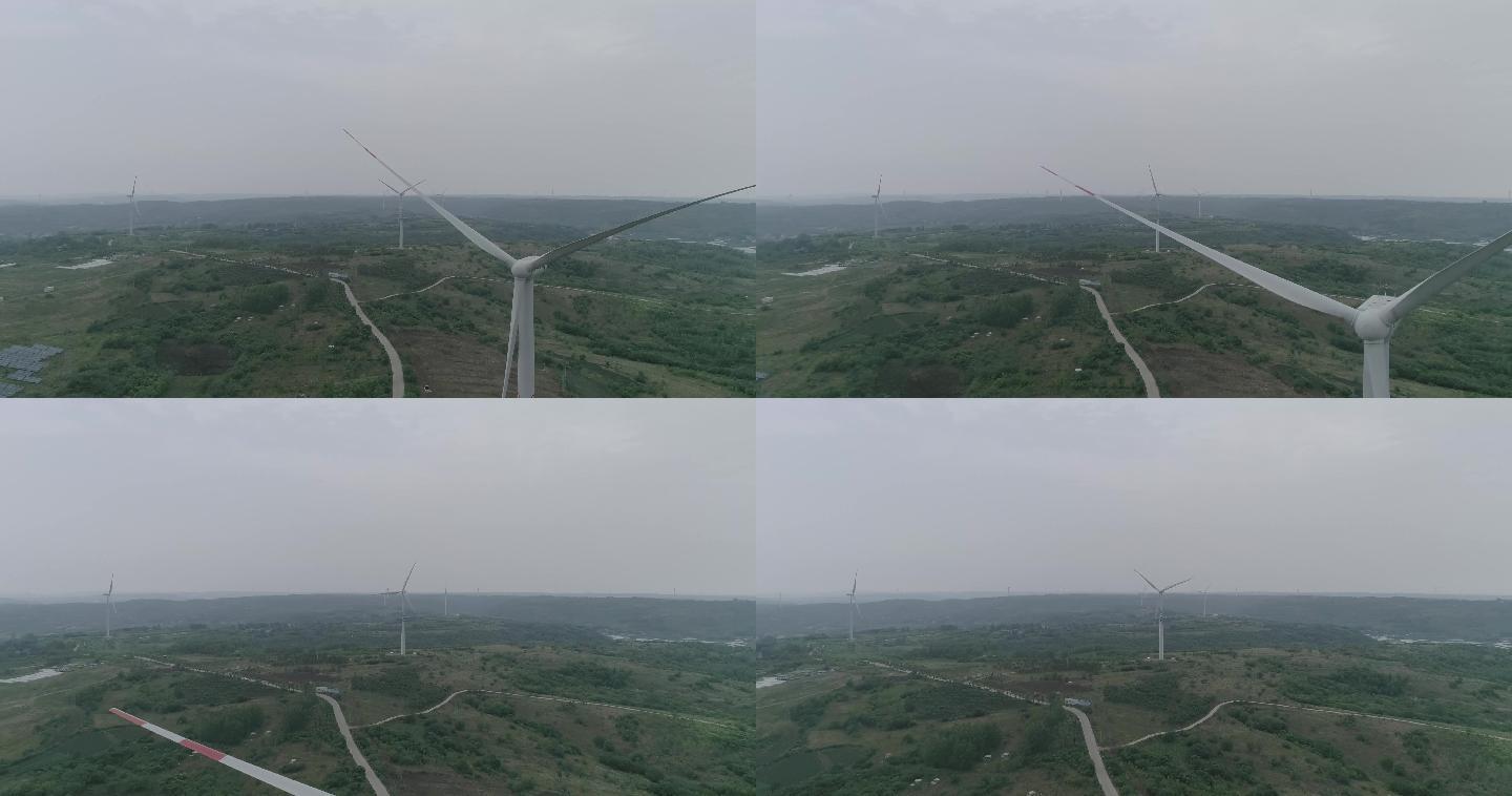 航拍安徽滁州风力发电站