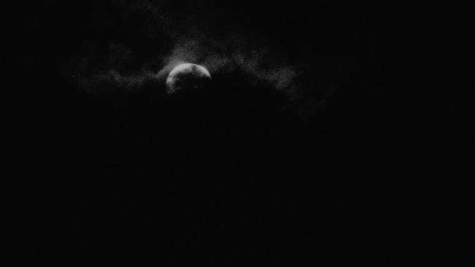 上世纪初夜幕月亮月光乌云密布