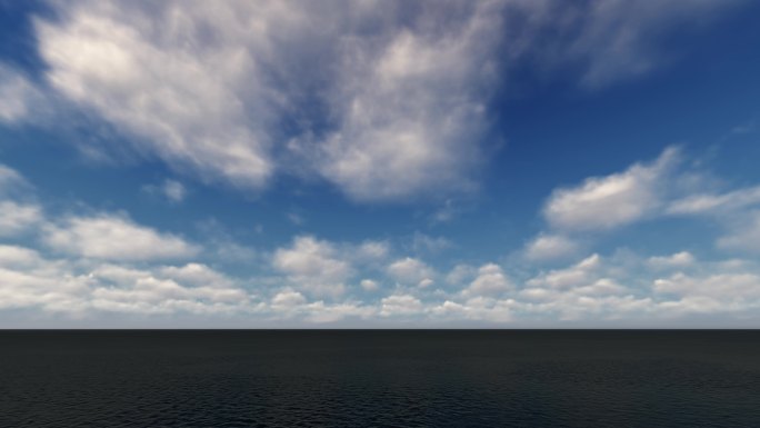 大海湖面白云白天变晚上