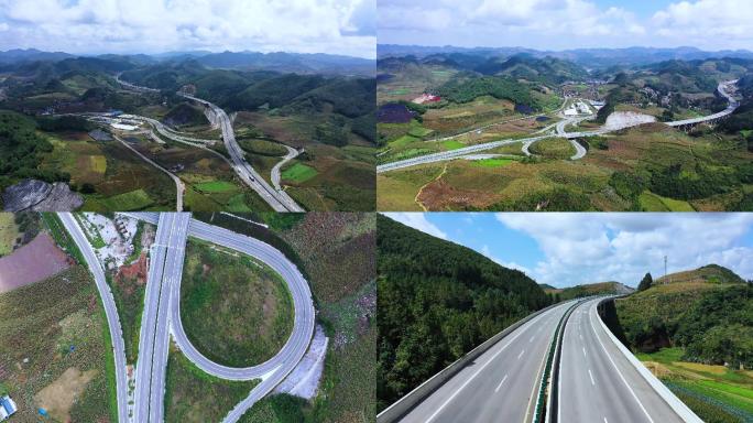 4K航拍山区高速公路立交桥