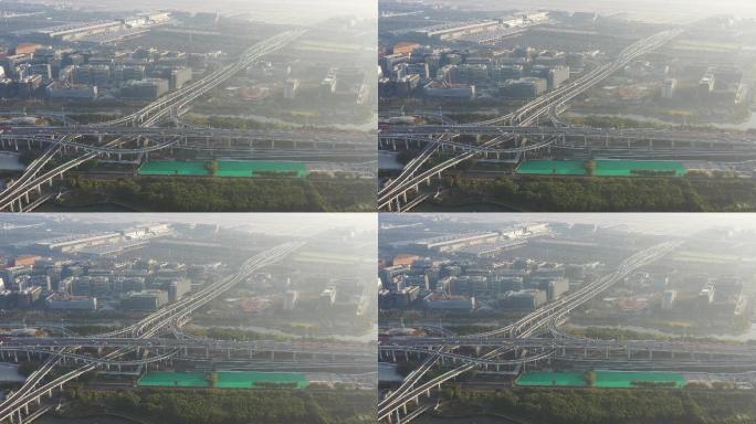 4K原素材-航拍上海虹桥综合交通枢纽