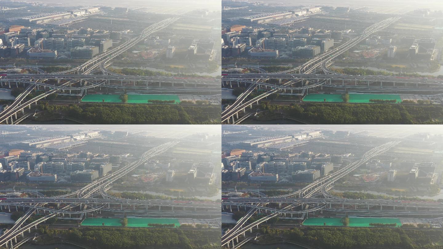 4K原素材-航拍上海虹桥综合交通枢纽