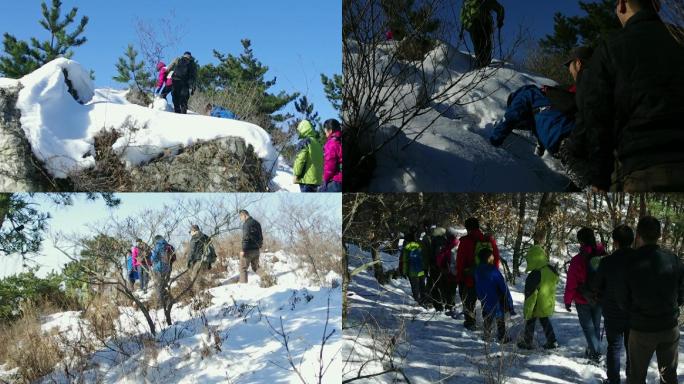 雪天爬山锻炼