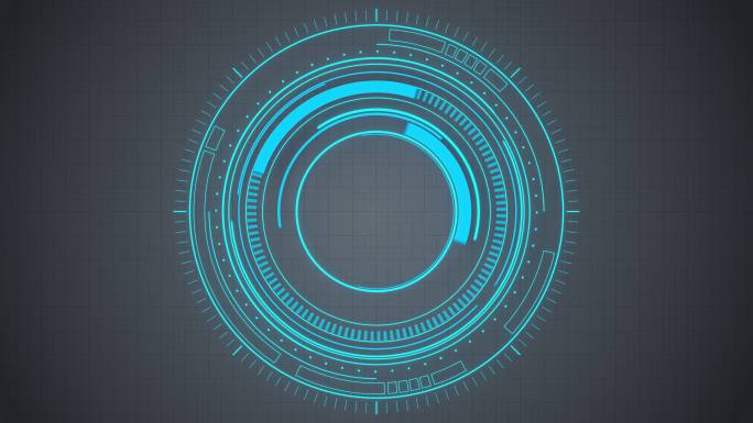 蓝色科技感HUD圆环3D渲染