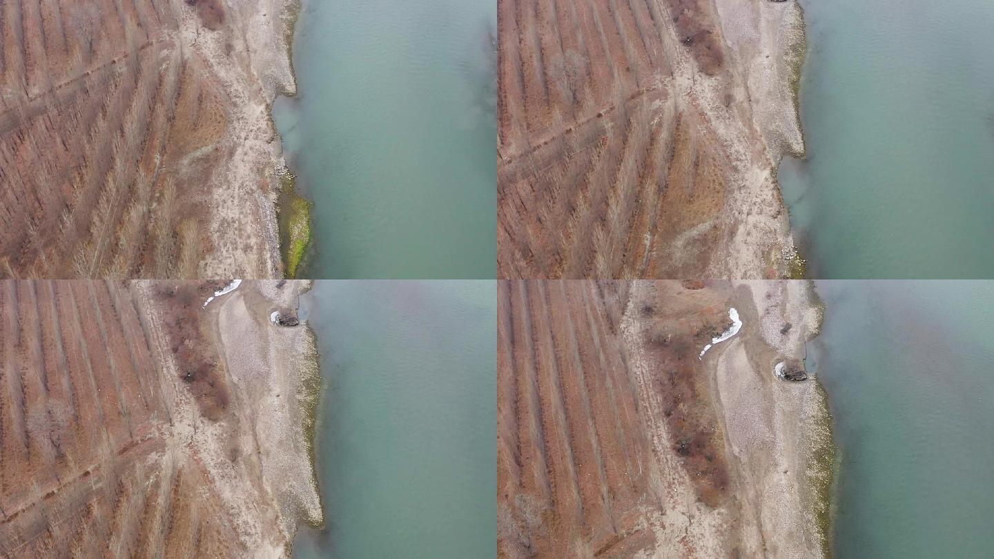 航拍风景河流山河新疆山秋空镜头生态环境