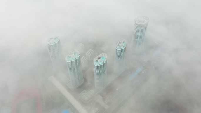 河南省信阳市榕基软件园平流雾风光4K航拍