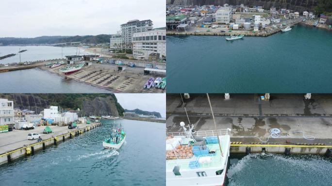 4K日本渔港航拍版权可商用