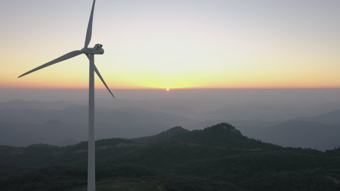 湖北随州二妹山风电场日出风光4K航拍