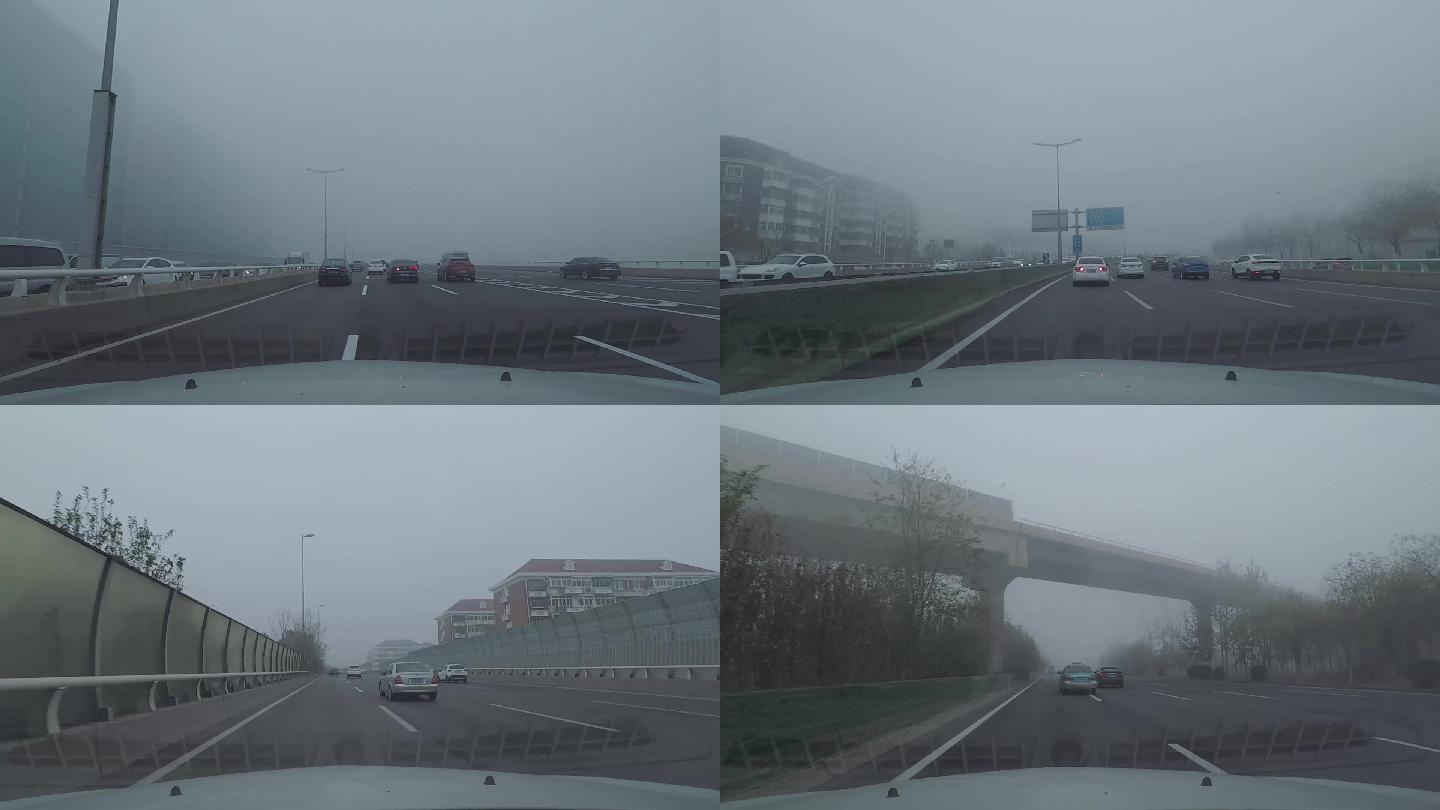天津快速路南开段大雾延时