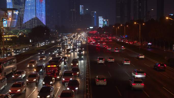 【有版权1】风光夜景延时主干道十字路