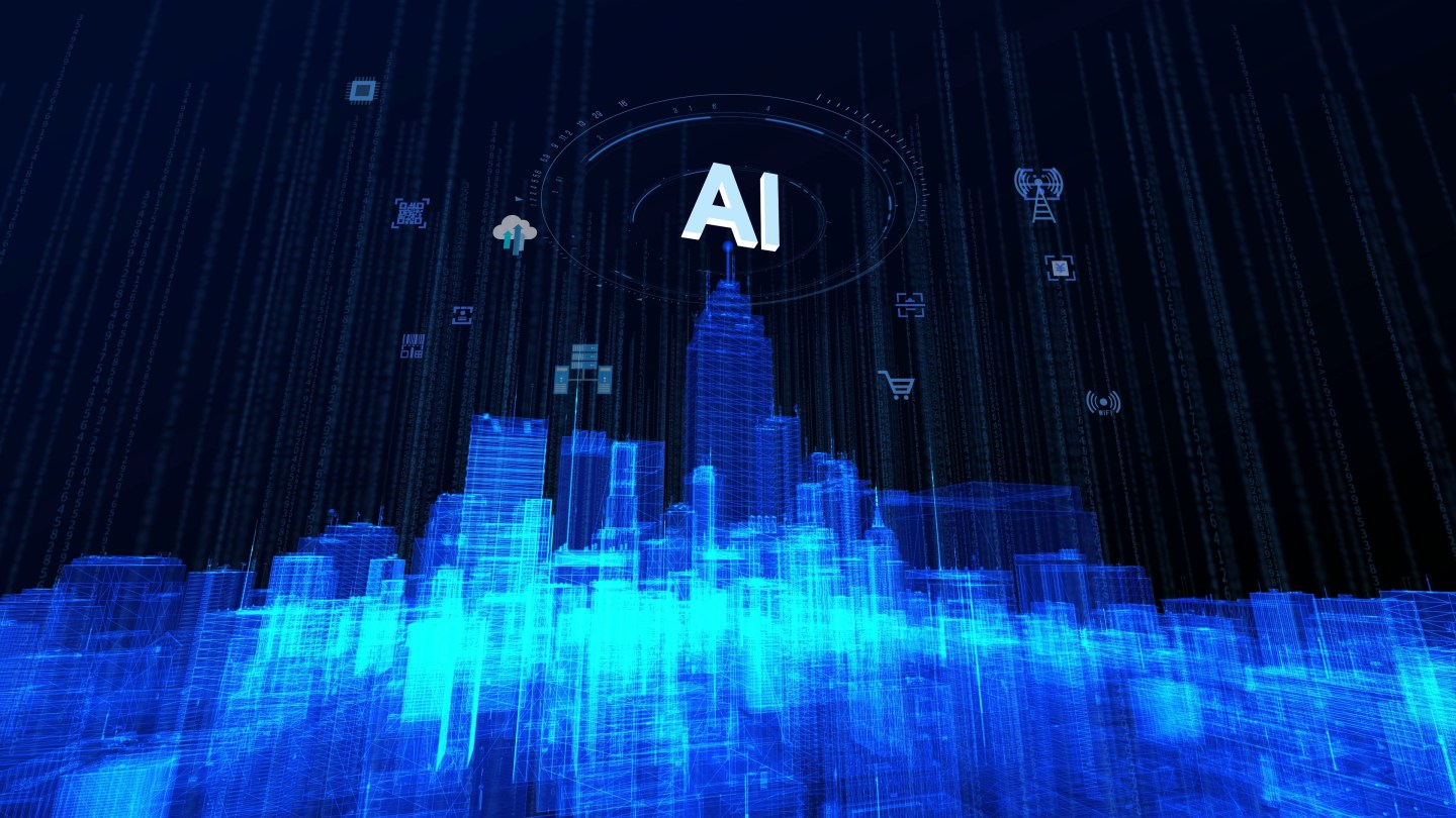 蓝色三维城市AI人工智能ae模板