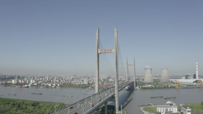 上海、闵浦大桥、航拍、黄浦江，大烟囱