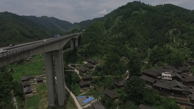 贵州黔西南山村高速公路航拍1080P