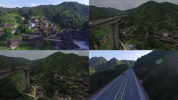 贵州黔西南山村高速公路航拍1080P