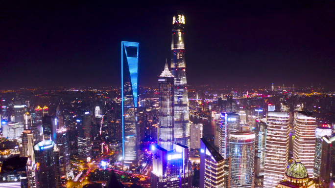 4K上海城市夜景航拍