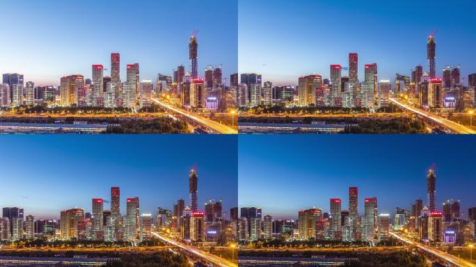 北京国贸CBD天际线夜景4K延时风光