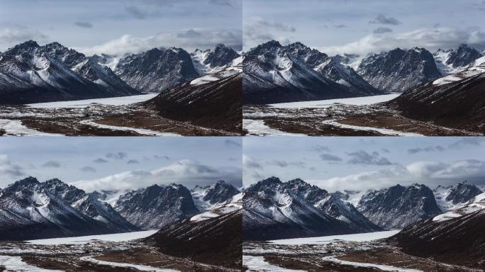 青海年保玉则冬季雪山4K风光延时