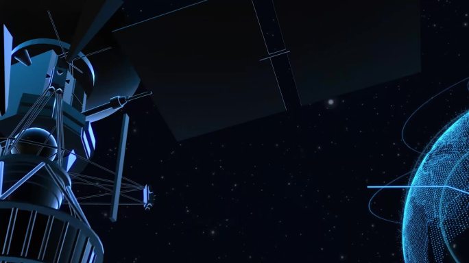 片头科技线框卫星发射信号定位地球