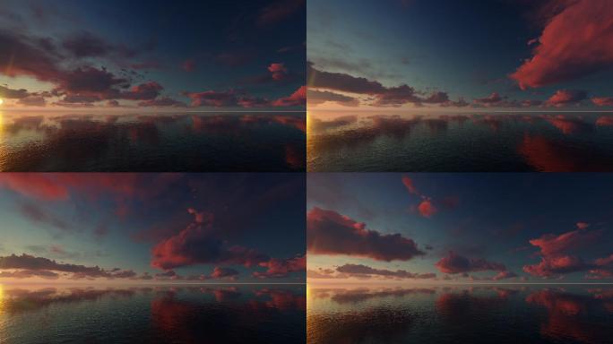 夕阳海面天空延时摄影