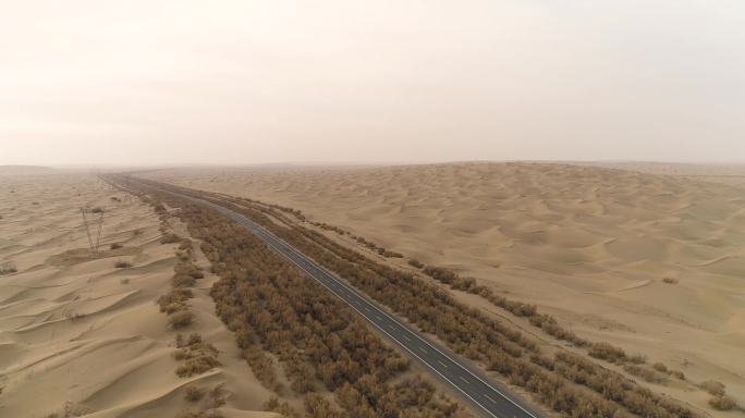 4K新疆沙漠公路航拍