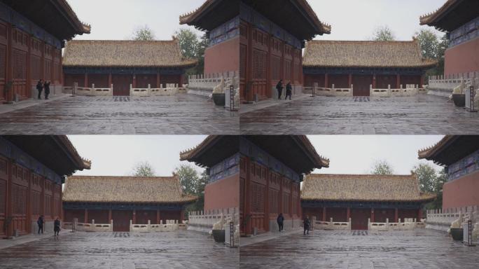 4K原片北京雨雪后太庙古建筑大殿