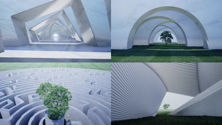 抽象商务空境建筑光影4K