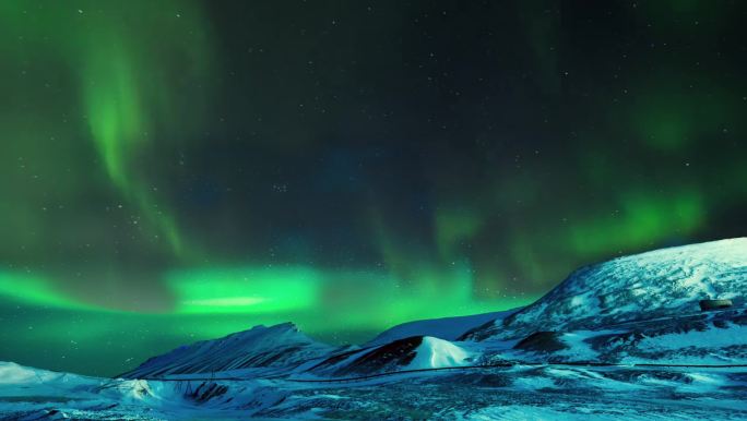 极光极地绿色夜空山地视频素材