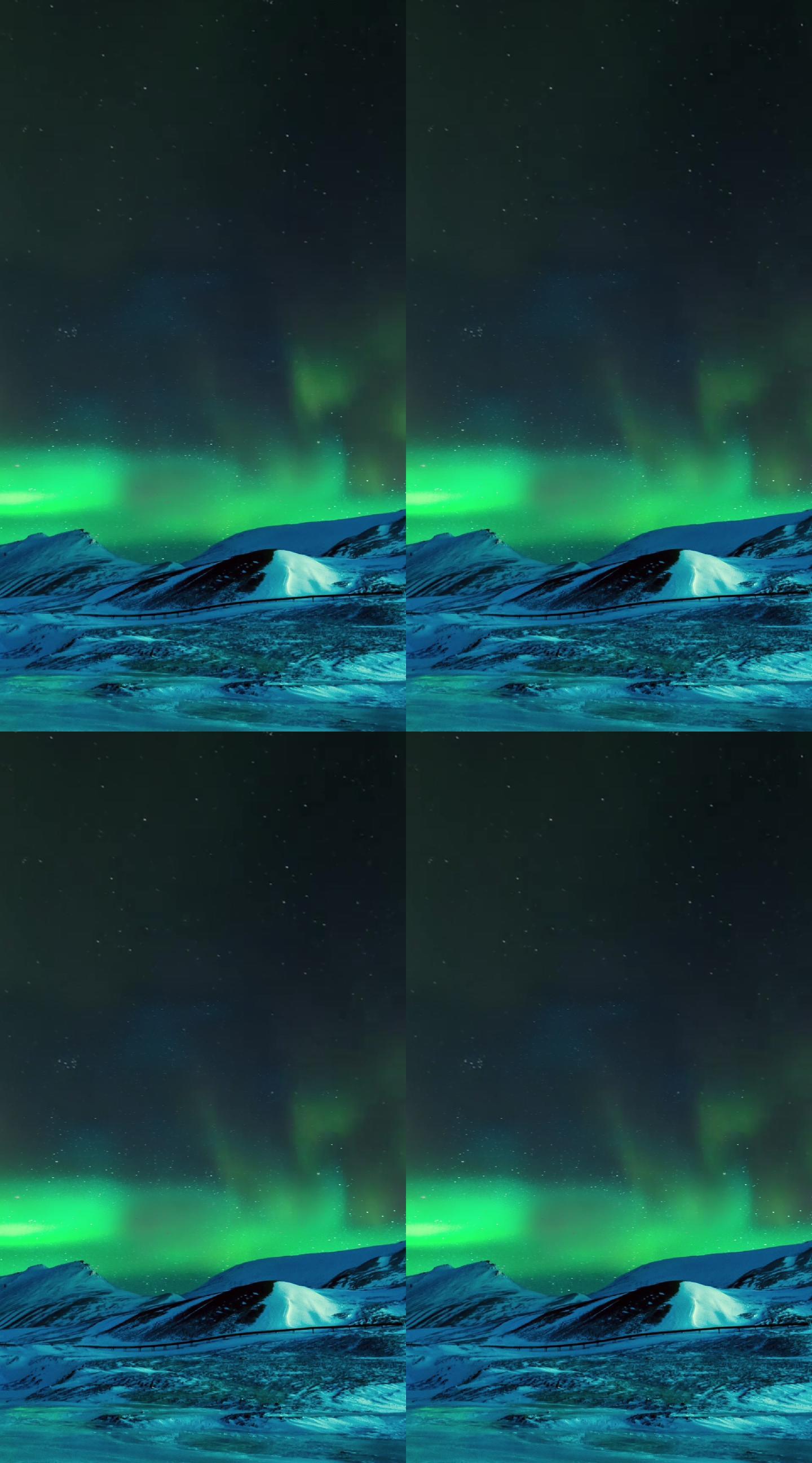 极光极地绿色夜空山地视频素材
