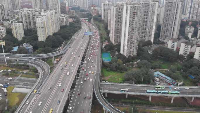 4K航拍重庆高家花园大桥交通车流-第3段