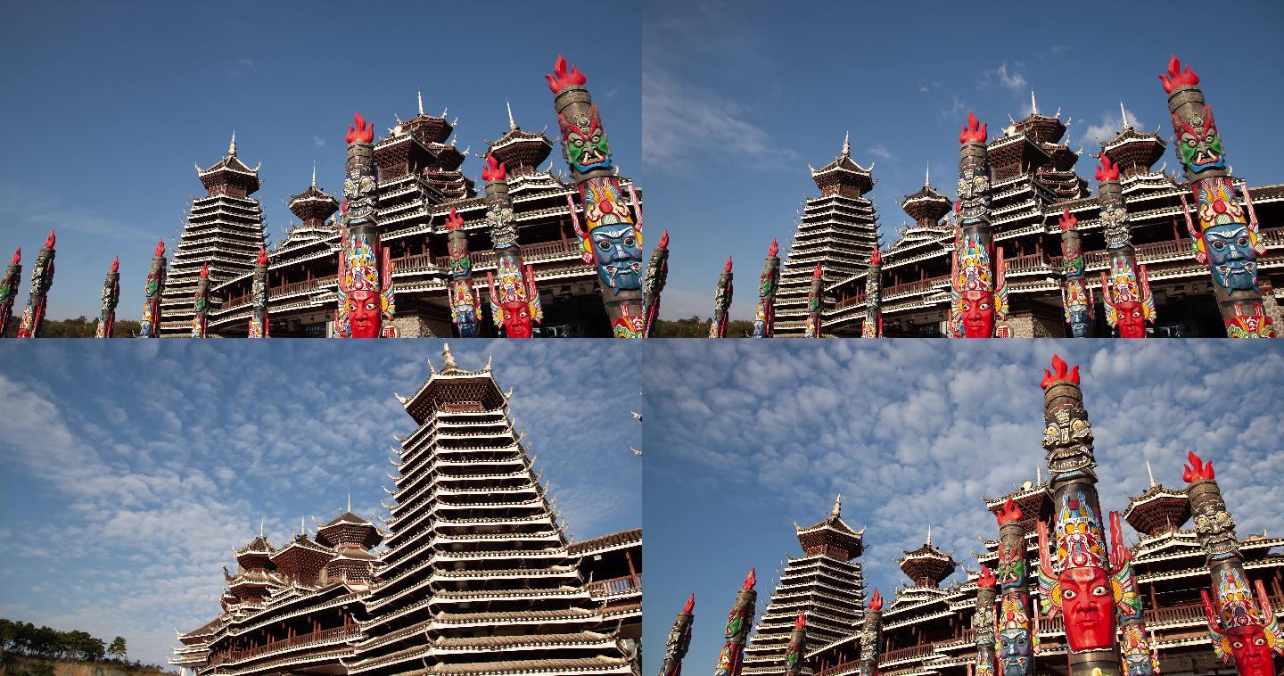 多彩贵州城少数民族古建筑苗族布依族侗族