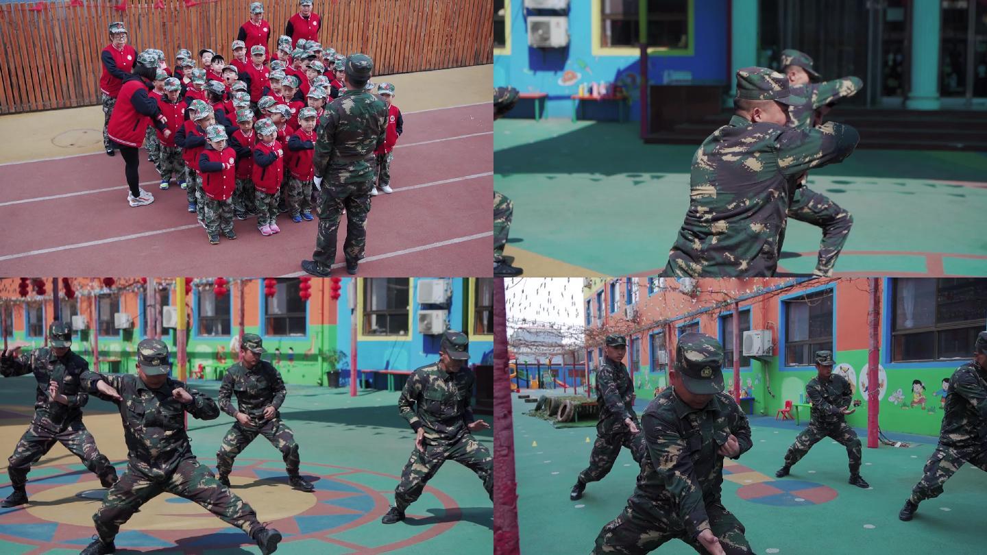 六一儿童节军训教官战士武术表演拓展