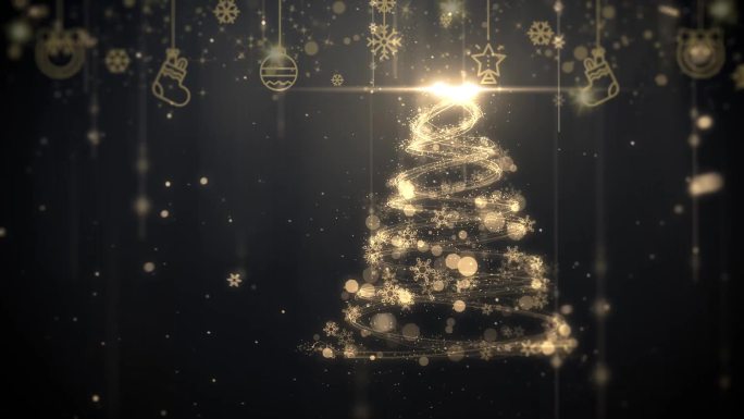 AE金色粒子圣诞节片头模板