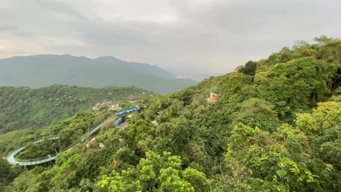 海边大海夕阳落日高山观景台建筑群