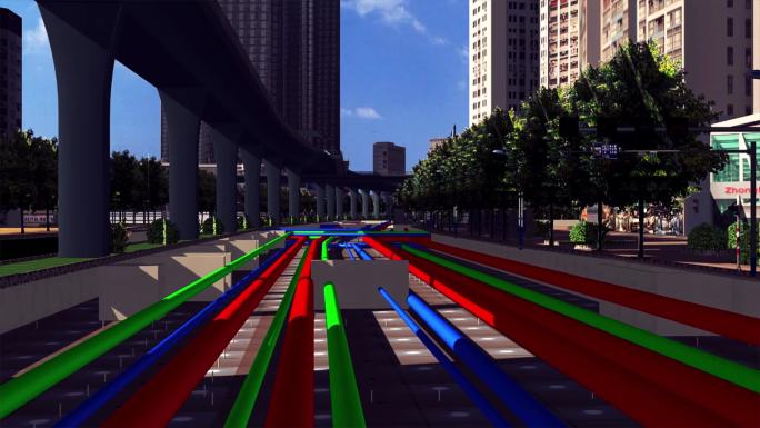 三维模拟道路地下管道管线分布视频素材