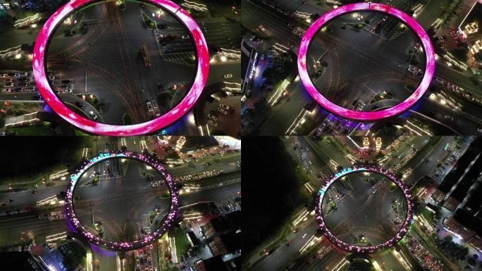 深圳市观澜大和站圆形天桥夜晚上升
