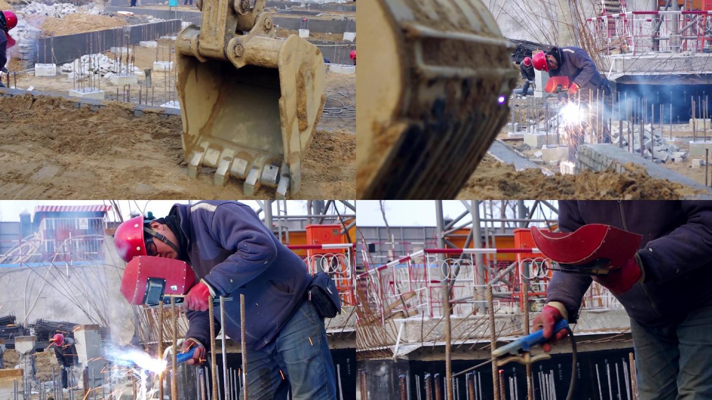 冬季施工 建筑工地 挖掘
