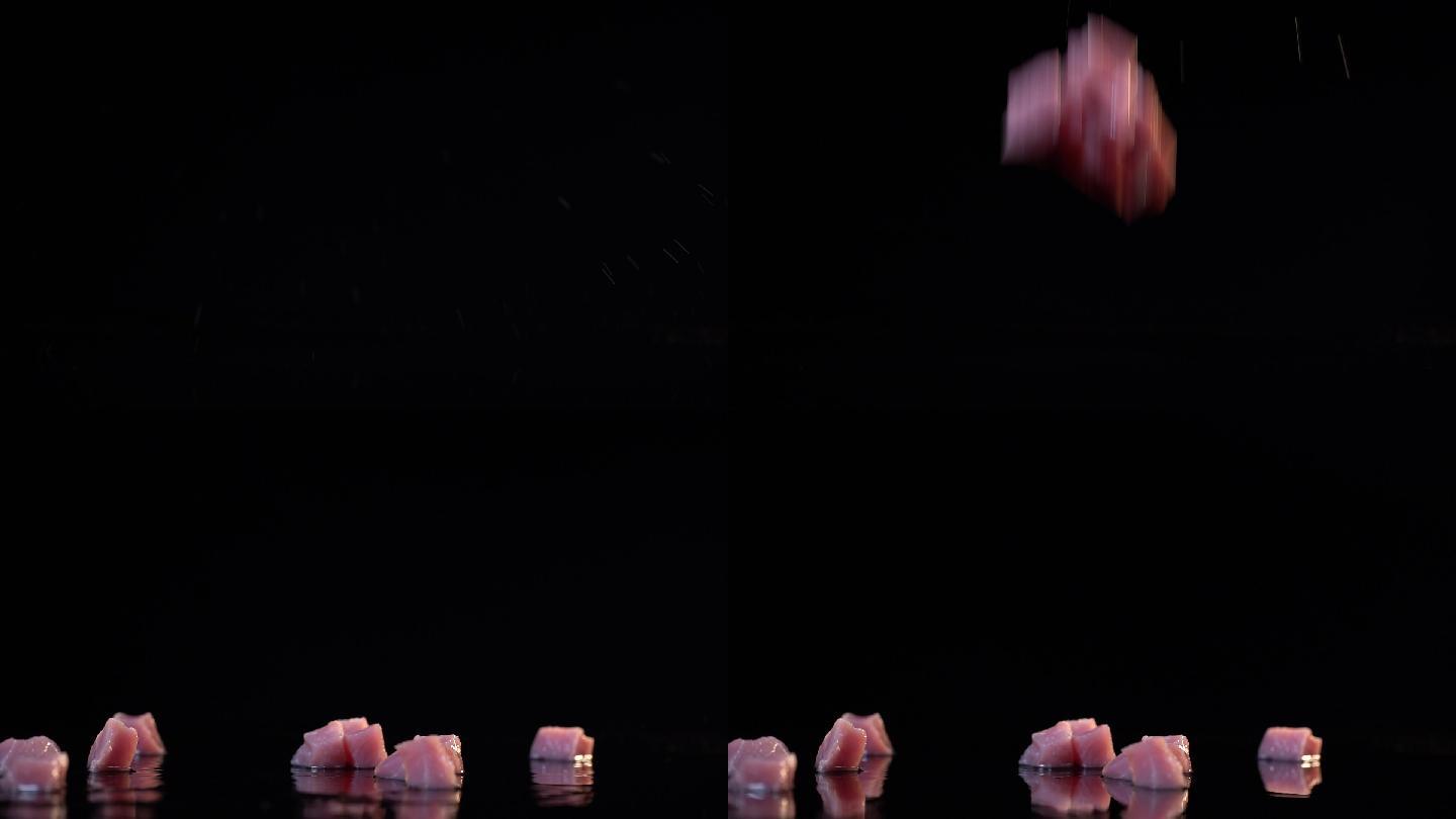 猪肉掉落洒出水花3视频素材