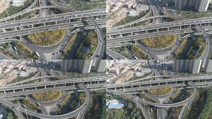 4k昆明菊华立交桥航拍原素材