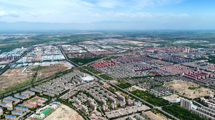 银川贺兰县丰庆路京藏高速航拍大景