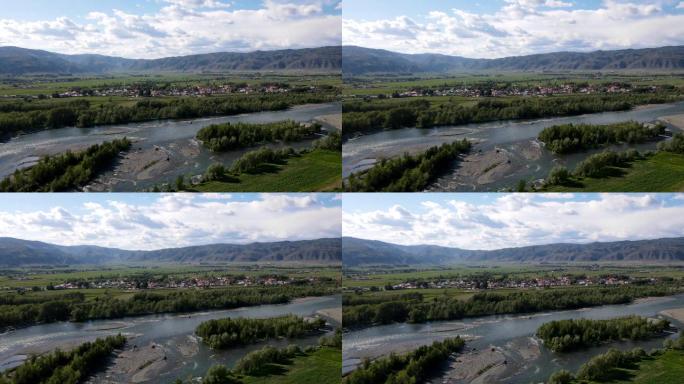 新疆河流延时航拍