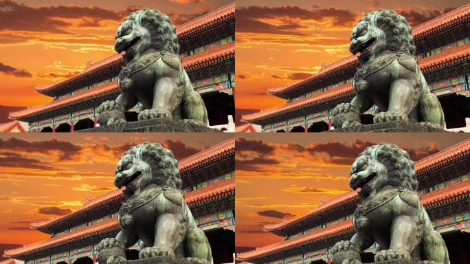 4K北京故宫石狮-中华文化-中华文明
