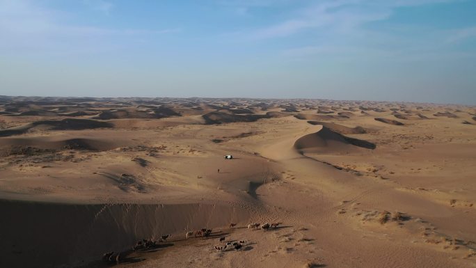 腾格里沙漠高清航拍沙漠全景