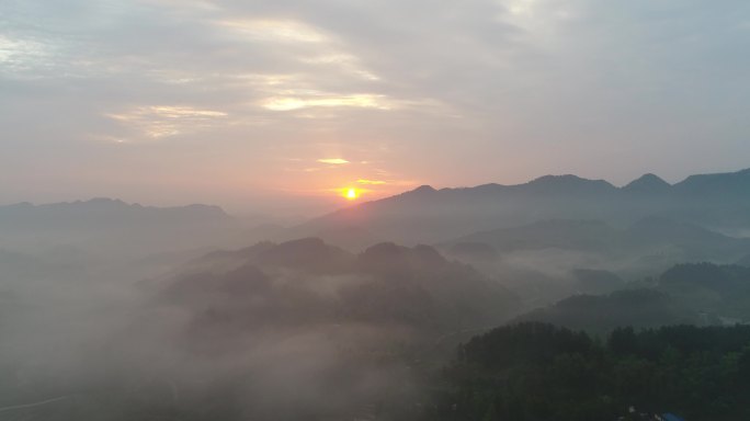 重庆渝北周家山大桥日出