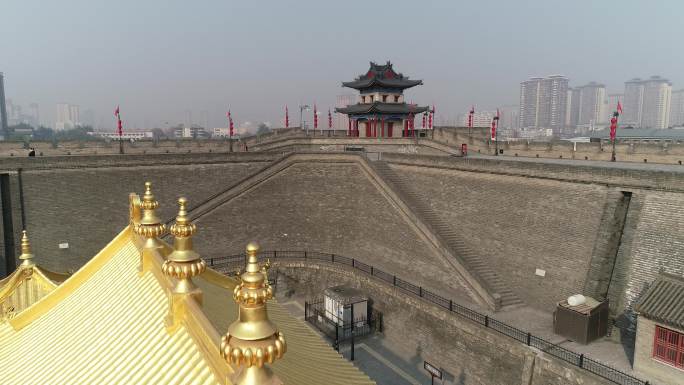 西安城墙广仁寺金顶寺庙古建筑